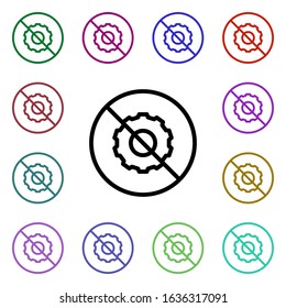 Disable settings multi color style icon. Simple thin line, outline vector of ban icons for ui and ux, website or mobile application