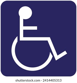 Inhabilitar Sticker Vector azul y blanco Desactivar símbolo Ilustración Handicap Icono de silla de ruedas