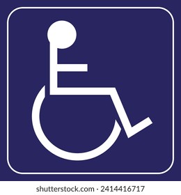 Inhabilitar Sticker Vector azul y blanco Desactivar símbolo Ilustración Handicap Icono de silla de ruedas