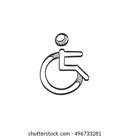 Disabled access icon in doodle sketch lines. Road building wheelchair care