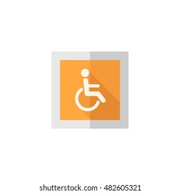 Disabled access icon in flat color style. Road building wheelchair care