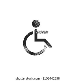 Disabled access icon in halftone style. Black and white monochrome vector illustration.