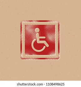 Disabled access icon in halftone style. Grunge background vector illustration.