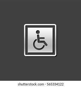 Disabled access icon in metallic grey color style. Road building wheelchair