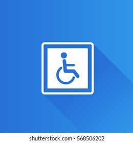 Disabled access icon in Metro user interface color style. Road building wheelchair