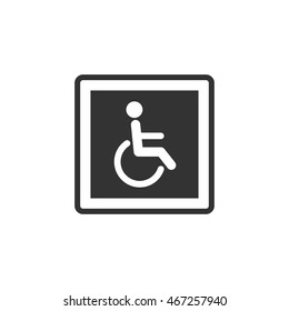 Disabled access icon in single grey color. Road building wheelchair care