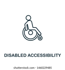 Disabled Accessibility outline icon. Thin style design from city elements icons collection. Pixel perfect symbol of disabled accessibility icon. Web design, apps, software, print usage.