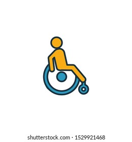 Icono de esquema de accesibilidad deshabilitada. Diseño delgado de la colección de iconos de elementos de la ciudad. Símbolo perfecto de icono de accesibilidad deshabilitada. Diseño web, aplicaciones, software, uso de impresión.