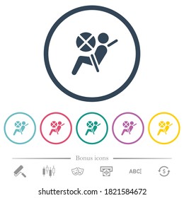 Disabled air bag dashboard indicator flat color icons in round outlines. 6 bonus icons included.
