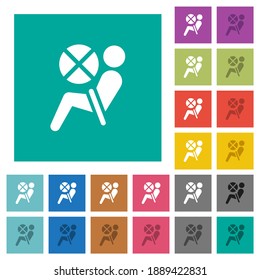 Iconos planos multicolores del salpicadero del bolso de aire desactivado en fondos cuadrados simples. Se incluyeron variaciones de iconos blancos y oscuros para efectos de movimiento o activos.