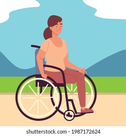 Disabled Amputee Woman In Wheelchair