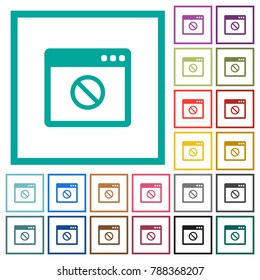 Disabled application flat color icons with quadrant frames on white background