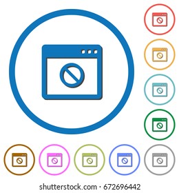 Disabled application flat color vector icons with shadows in round outlines on white background
