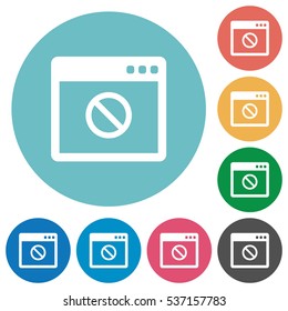 Disabled application flat white icons on round color backgrounds