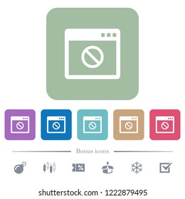 Disabled application white flat icons on color rounded square backgrounds. 6 bonus icons included