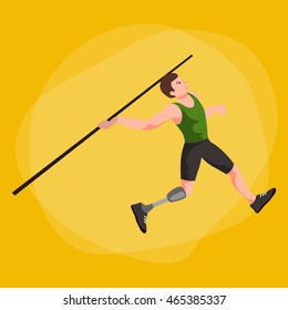 disabled athlete with prosthesis isolated concept, people on wheelchair  sport activity  icon, invalid playing athletic game pictogram vector illustrations, handicapped become champion