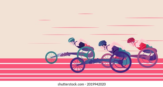 disabled athlete racers on wheelchair racing