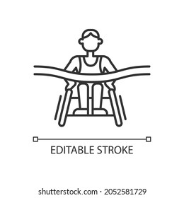 Lineares Symbol für behinderte Sportler. Berühmte kanadische Marathonläufer mit Behinderung. Dünne, anpassbare Illustration. Contour-Symbol. Vektor-einzelne Rahmenzeichnung. Bearbeitbarer Hub