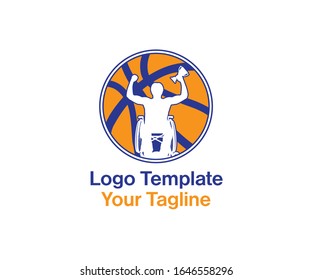 Disabled Basketball Player. Sport Wheelchair. Vector Logo