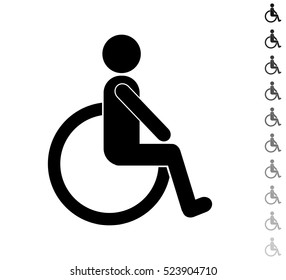 Disabled - black vector icon and ten icons in  shades of grey