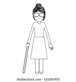 Disabled blind girl cartoon design