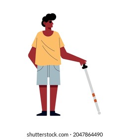 Disabled blind man on white background