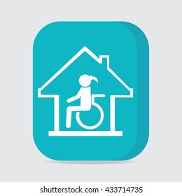 Disabled care button, Nursing home sign icon