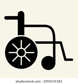Disabled carriage solid icon. Hospital wheelchair glyph style pictogram on white background. Medical transportation for mobile concept and web design. Vector graphics