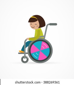 disabled child, girl in a wheelchair 