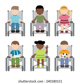disabled child sitting on the wheelchair