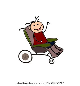Disabled child sketch illustration vector
