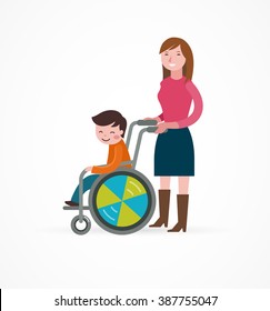 disabled child in a wheelchair with parent