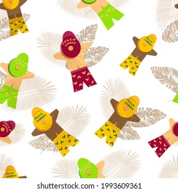 Disabled children concept sunbathing on the beach. Seamless pattern for packaging, wallpaper, fabric, printing.