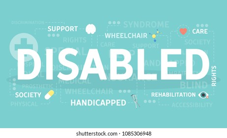 Disabled concept illustration. Idea of society and health.