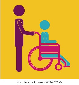Disabled design over yellow background, vector illustration