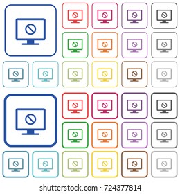 Disabled display color flat icons in rounded square frames. Thin and thick versions included.