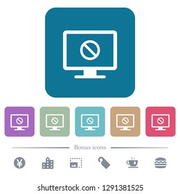 Disabled display white flat icons on color rounded square backgrounds. 6 bonus icons included
