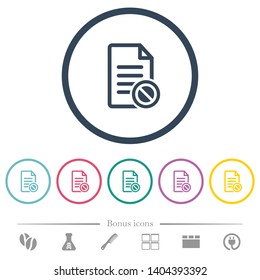 Disabled document flat color icons in round outlines. 6 bonus icons included.