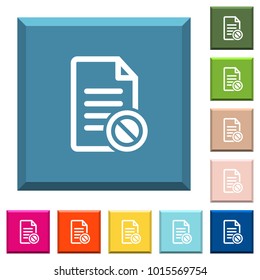 Disabled document white icons on edged square buttons in various trendy colors