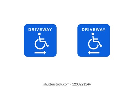 Disabled driveway direction icon sign 
