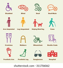 disabled elements, vector infographic icons