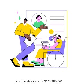 Disabled employment abstract concept vector illustration. Person with disability job, hiring disabled people, company employment policy, inclusivity program, diversity support abstract metaphor.