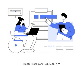 Disabled employment abstract concept vector illustration. Person with disability job, hiring disabled people, company employment policy, inclusivity program, diversity support abstract metaphor.