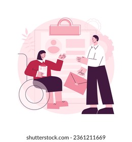 Disabled employment abstract concept vector illustration. Person with disability job, hiring disabled people, company employment policy, inclusivity program, diversity support abstract metaphor.