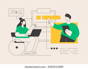 Disabled employment abstract concept vector illustration. Person with disability job, hiring disabled people, company employment policy, inclusivity program, diversity support abstract metaphor.