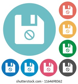 Disabled file flat white icons on round color backgrounds