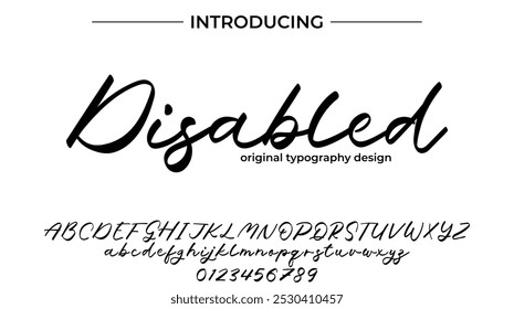 Deaktiviert Schriftart Stilvoller Pinsel mit einem Großbuchstaben, Vektorbuchstaben, Alphabet, Schriftart