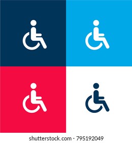 Disabled four color material and minimal icon logo set in red and blue