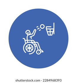 Disabled game basketball  color line icon. Disability. Isolated vector element. Outline pictogram for web page, mobile app, promo