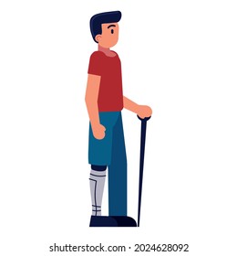 disabled guy with walk cane isolated style